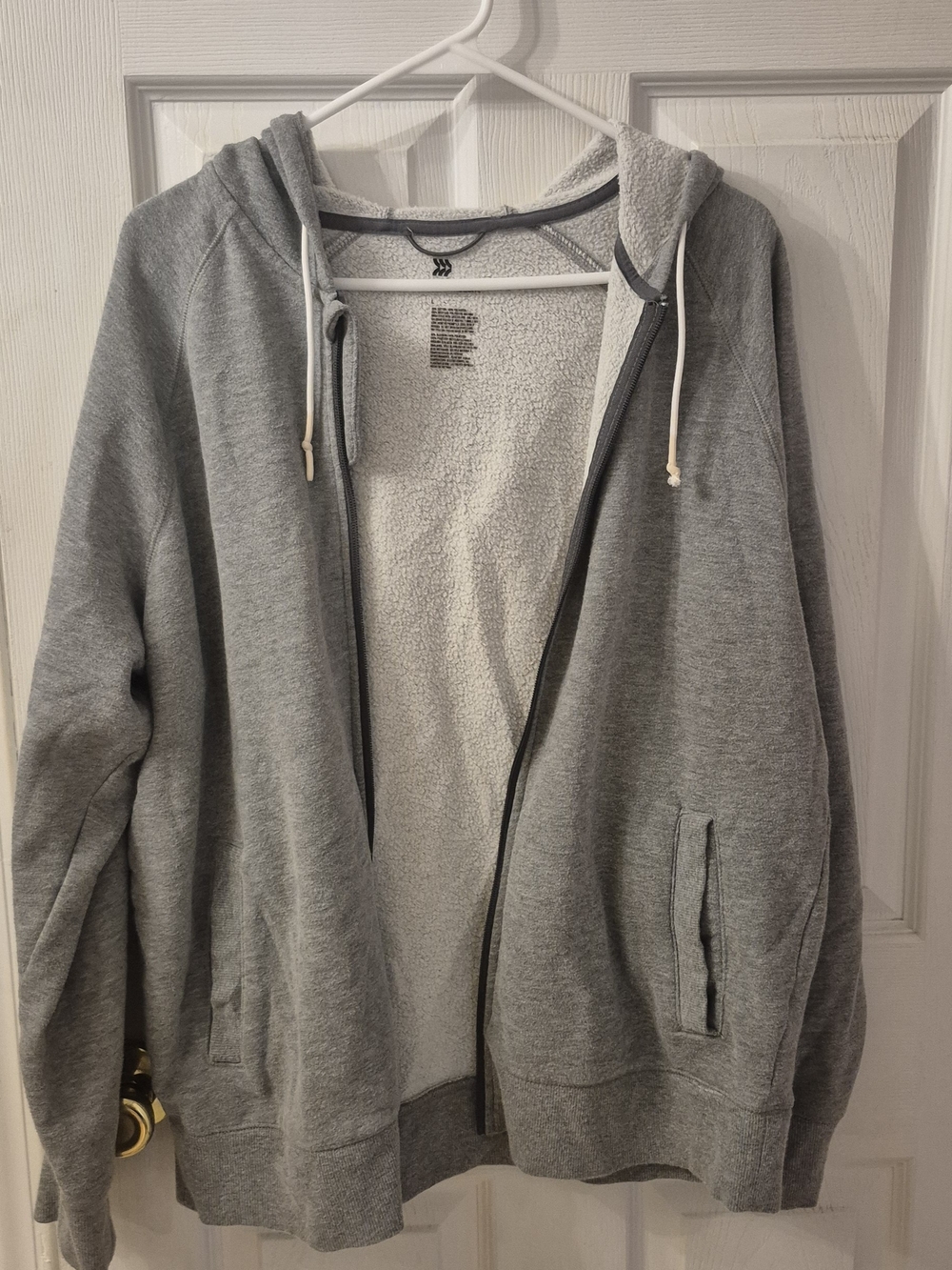 all in motion Light Gray Sherpa-Lined Hoodie Mens Size Large